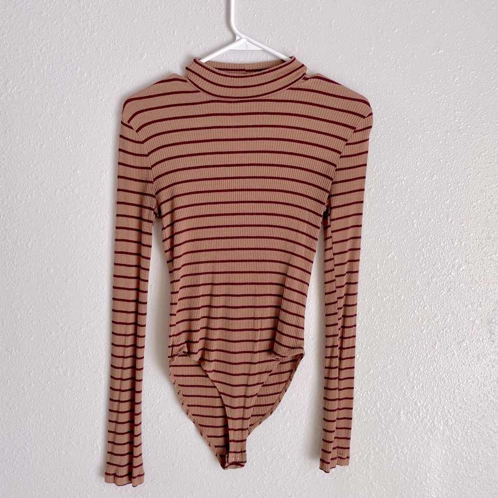 Forever 21 Striped Bodysuit (tan)